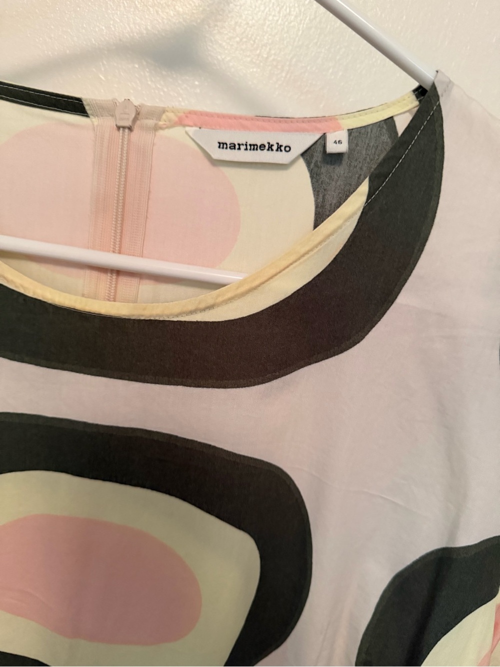 Marimekko Cream Midi Dress with Green Circle Motif - Picture 6 of 8